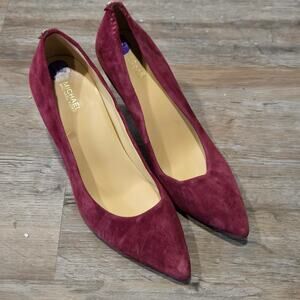Michael Michael Kors Leather‎ Suede Berry Red Pumps Heels Shoes Leather 8.5